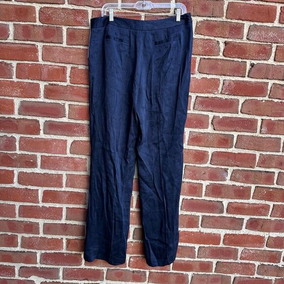 Classiques Entier $229 Women's Linen Flare Trouser pants Navy Blue Size 12 NWT - Picture 8 of 9